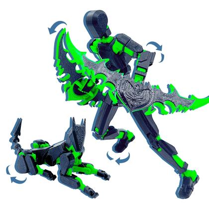 Imagem de Conjunto de bonecos de ação T13 (montagem concluída) T13, boneco de ação T13 impresso em 3D, boneco de ação Robo 13 Titan 13, boneco de ação Nova 13 Stick Titan (preto e verde)