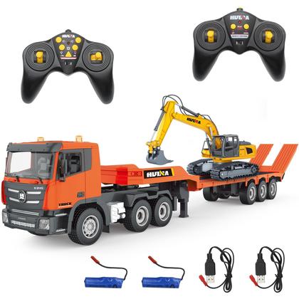 Imagem de Conjunto de brinquedos RC Semi Truck & Escavadeira 1:24 com som e luzes 8+