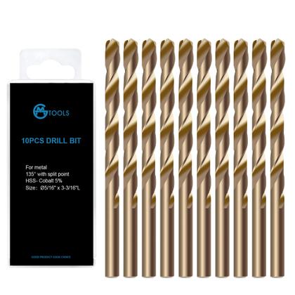 Imagem de Conjunto de brocas GMTOOLS M35 HSS Cobalt 8 mm 135, ponta 10 unidades