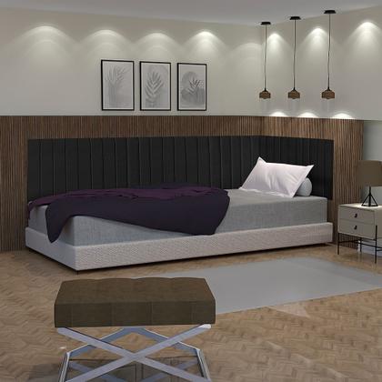 Imagem de Conjunto de Cabeceira Ripada Palito Suspensa de Solteiro com Proteção Lateral - Várias Cores