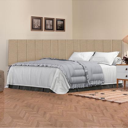 Imagem de Conjunto de Cabeceira Viuva Solteirão Palito Suspensa com Proteção Lateral - 128 CM - Palha Linho