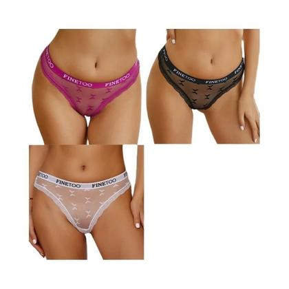 Imagem de Conjunto De Calcinhas De Renda Sexy Femininas, G-String De Cintura Baixa, Transparente, Respirável,
