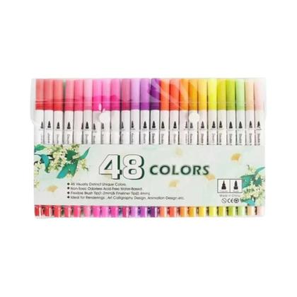Imagem de Conjunto de Canetas Pincel com 12/24/36/48/60 ou 80 Cores Sortidas - Ideal para Pintura e Desenho