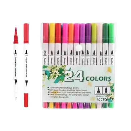 Imagem de Conjunto de Canetas Pincel com 12/24/36/48/60 ou 80 Cores Sortidas - Ideal para Pintura e Desenho