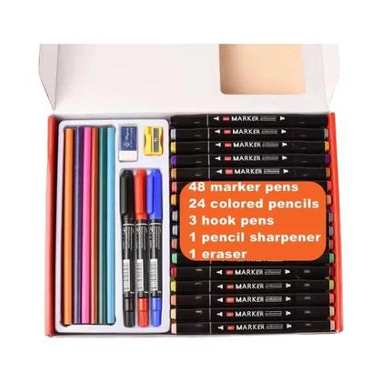 Imagem de Conjunto de Canetas Pincel com 12/24/36/48/60 ou 80 Cores Sortidas - Ideal para Pintura e Desenho