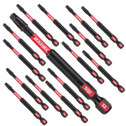Imagem de Conjunto de chaves de fenda GEINXURN Impact Tough SQ2, pacote com 15