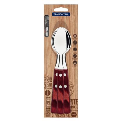 Imagem de Conjunto de Colheres de Mesa Tramontina Cabos em Madeira Tratada Polywood Vermelho 3 Peças