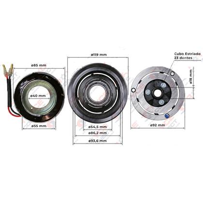 Imagem de Conjunto de Embreagem do Compressor Calsonic Uno Palio Novo Uno