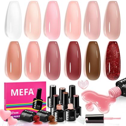 Imagem de Conjunto de Esmaltes MEFA Jelly Gel - 12 Cores Vibrantes