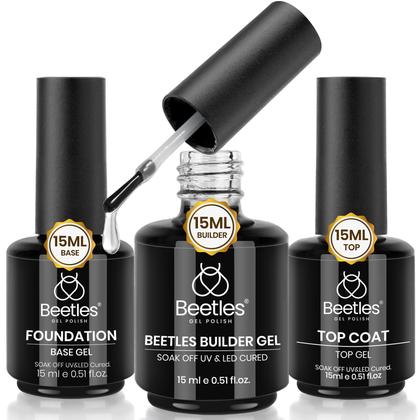 Imagem de Conjunto de gel para unhas Beetles Builder de 15 ml com camada superior e camada base