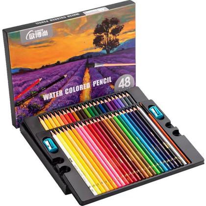 Imagem de Conjunto de lápis de aquarela 48 cores, 27 unidades, premium, solúvel em água