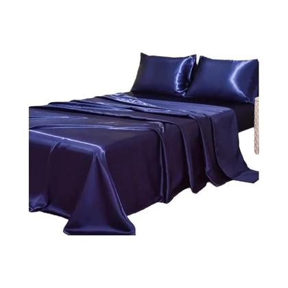 Imagem de Conjunto De Lençóis De Cetim Queen Size 4 Peças Lençol Ajustável Com Bolsos Profundos Lençol Plano 2