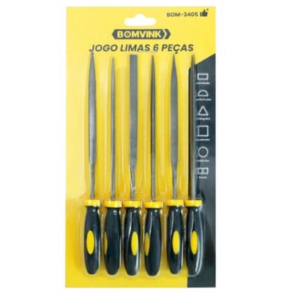 Imagem de Conjunto De Limas Agulha 6 Unidades Variadas Redonda Chata Triangular Profissional