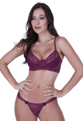 Imagem de Conjunto de Lingerie Meia Taça Sem Bojo Renda com Aro -c1 MILEIDE