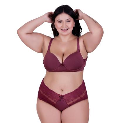 Imagem de Conjunto de Lingerie Plus Size Sutiã Reforçado e Calcinha Renda - c15 PAULA