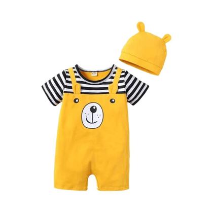 Imagem de Conjunto De Macacão Listrado De Urso De Pelúcia Para Bebê Recém-Nascido Com Chapéu, Macacão De Verão