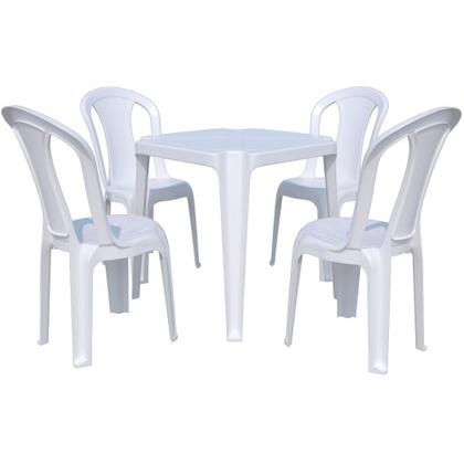 Imagem de Conjunto de mesa Coruripe com 4 cadeiras plásticas sem braço - Solplast