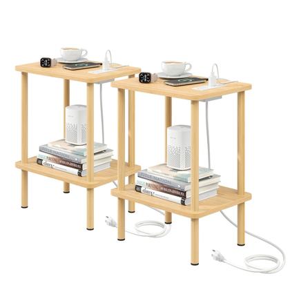 Imagem de Conjunto de mesa final Apicizon de 2 camadas com carregamento USB, 40x30x52 cm