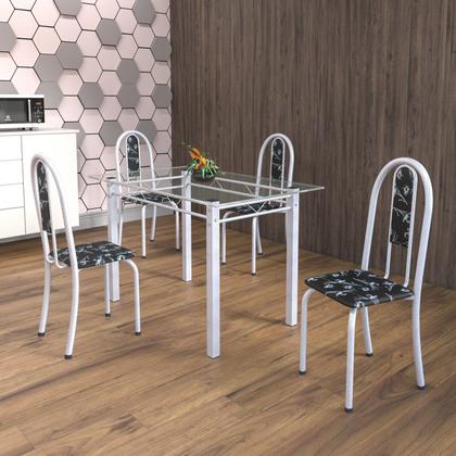 Imagem de Conjunto de Mesa Tubular 4 Cadeiras 120cm com Tampo de Vidro Iris