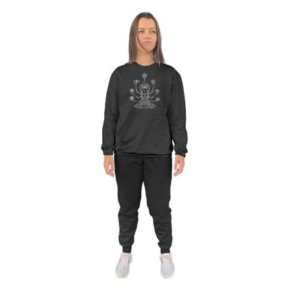 Imagem de Conjunto de Moletom Feminino Blusa Sem Capuz e Calça Jogger Estampado