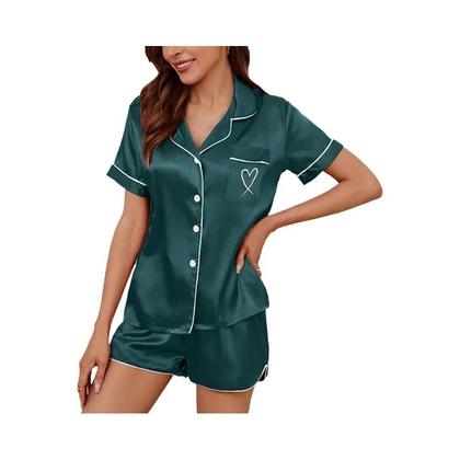 Imagem de Conjunto de Pijama Feminino com Estampa de Coração - Macio, Manga Curta e Shorts Elásticos