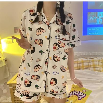 Imagem de Conjunto De Pijamas De Verão Para Meninos E Meninas Crayon Shin-chan Com Mangas Curtas Confortáveis