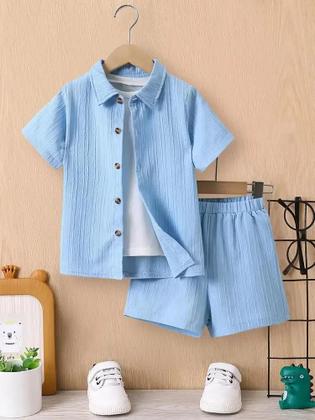 Imagem de Conjunto de Roupas Infantil Verão - 2 Peças (Camisa e Shorts) - Meninos