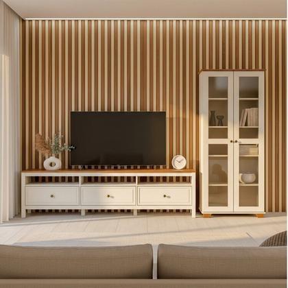 Imagem de Conjunto de Sala 2 Peças com 1 Rack e 1 Cristaleira Madeira Maciça Ananda CabeCasa MadeiraOriginals