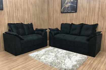 Imagem de Conjunto de Sofá 2 e 3 Lugares Paris Suede Preto