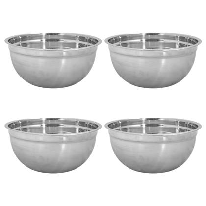 Imagem de Conjunto De Tigelas Bowls Em Aço Inox 3,2L Para Confeitaria - 4 Unidades