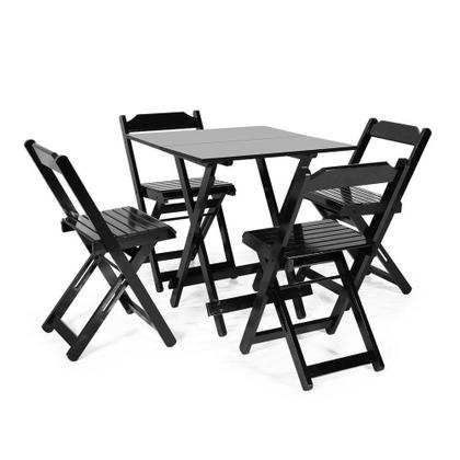 Imagem de Conjunto Dobrável 70 X 70 Com 4 Cadeiras Dobráveis Preto - M.b Móveis
