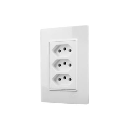 Imagem de Conjunto Espelho Monobloco 4x2 com 3 tomadas 20A 250V~ Linha Vivaz Ilumi - 78124