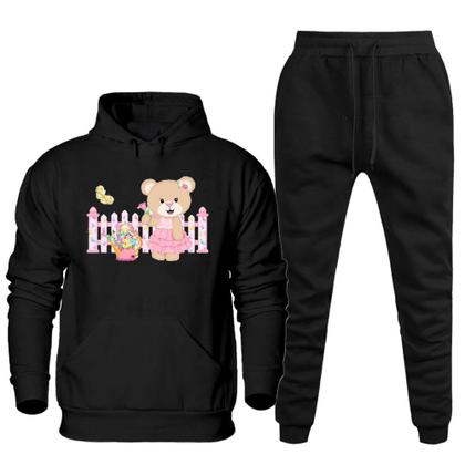 Imagem de Conjunto Feminino Blusa Canguru Estampa de Urso Com Calça Basica Academia Com Bolsos Confortavel