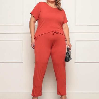 Imagem de Conjunto Feminino Plus Size Manga Curta Confortável