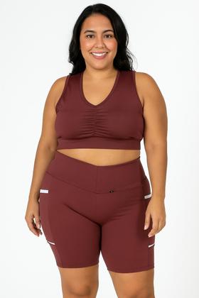 Imagem de Conjunto Fitness Plus Size Feminino Treino Academia Top Sem Bojo + Short com Bolso