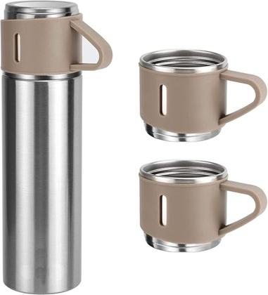 Imagem de Conjunto Garrafa Térmica Vacuum Flask Set 500ml Com 3 Xícaras MS702