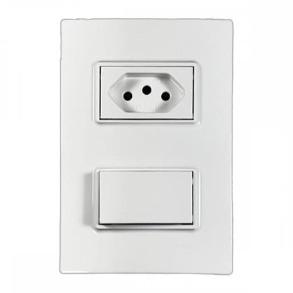 Imagem de Conjunto Ilumi Vivaz Branco Com Placa 1 Simples + Tomada 10A. - 78200