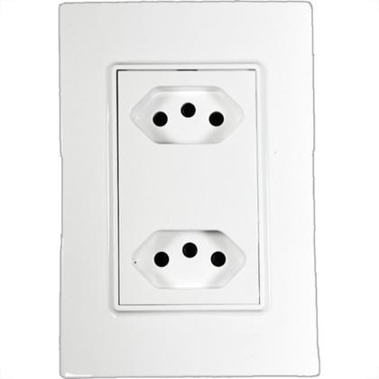 Imagem de Conjunto Ilumi Vivaz Branco Com Placa 2 Tomadas 10A. - 78120 Monobloco