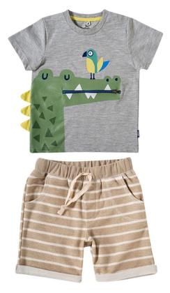 Imagem de Conjunto Infantil Masculino de Verão Tip Top Jacaré Camiseta Manga Curta Bermuda Moletinho 31050110