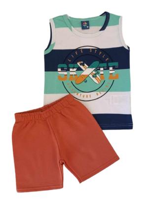 Imagem de Conjunto Infantil Masculino Regata + Bermuda Moletom Pipa