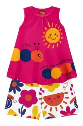 Imagem de Conjunto Infantil Menina Verão Blusa E Short Kyly Sun