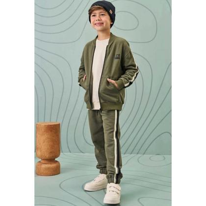 Imagem de Conjunto Infantil Menino Jaqueta e Calça Jogger Moletom sem Pelúcia VERDE- LucBoo