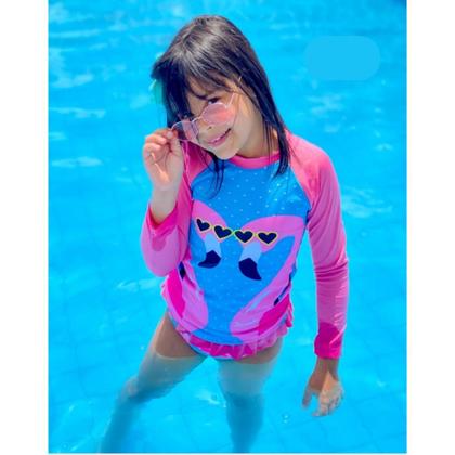 Imagem de Conjunto Infantil UV50 Proteção Solar Bebê Moda Praia Menina