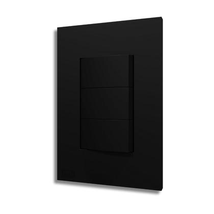 Imagem de Conjunto Interruptor 3 Teclas Paralelas Placa Acetinado Black - B.Lux