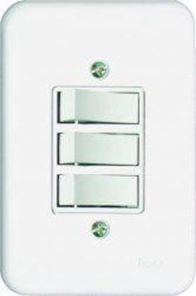 Imagem de Conjunto Interruptor 3 Teclas Simples 10A Embutir Radial Branco Completo
