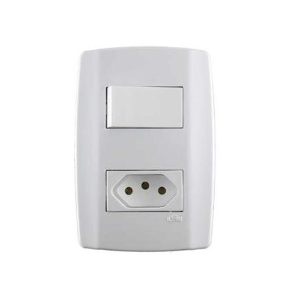 Imagem de Conjunto Interruptor Paralelo + Tomada 10a - Linha Slim - Ilumi