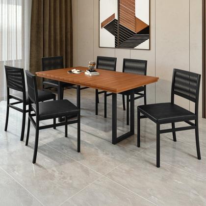 Imagem de Conjunto Itália Tampo Ripado Eucalípto 160cmx90cm com 6 Cadeiras Barcelona