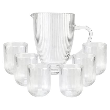 Imagem de Conjunto Jarra E Copos Prisma Canelado Transparente