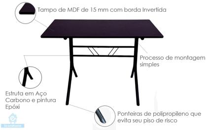 Imagem de Conjunto Jogo De Mesa 70x120 Com 4 Cadeiras Iso Roxa Para Sorveterias Lanchonetes Em Aço E Polipropileno