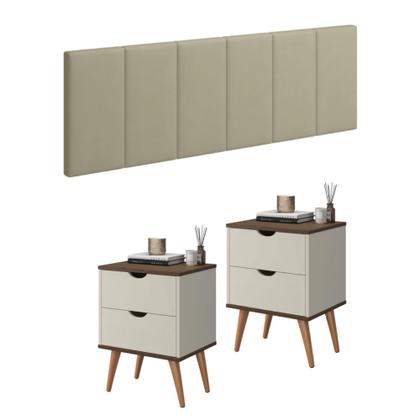 Imagem de Conjunto Kit 2 Mesas De Cabeceira Madri Cabeceira 1.60 Quarto Casal